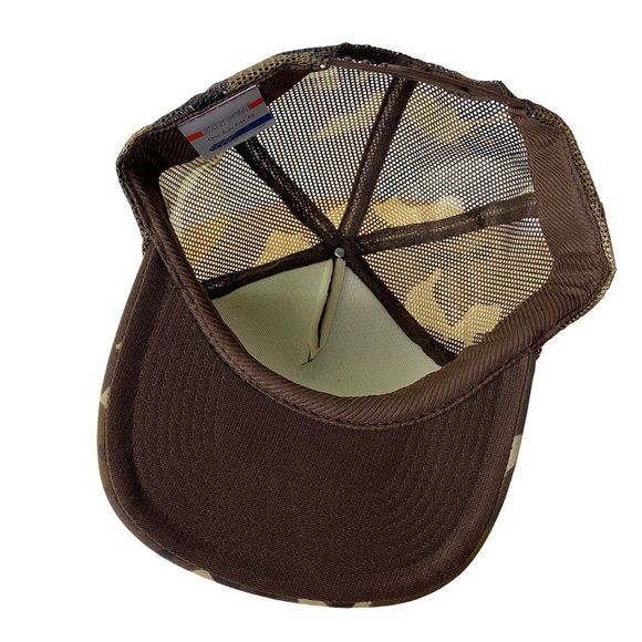 Vintage Let's Go Fishing Hat Camo Outdoor Snapback Trucker Cap Mesh 80s - Picture 6 of 8